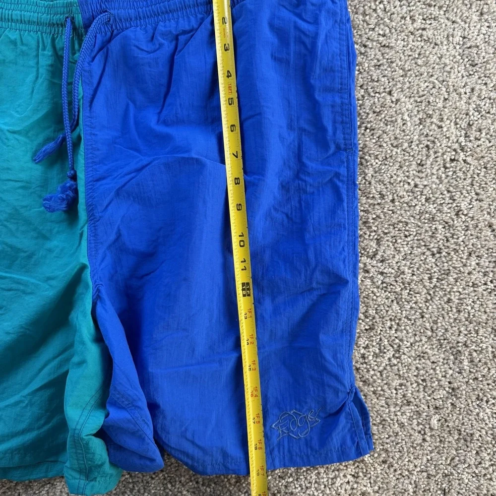 Vintage Express Surf Swim Shorts Mens XL Blue Teal Colorblock Mesh Lined Trunks